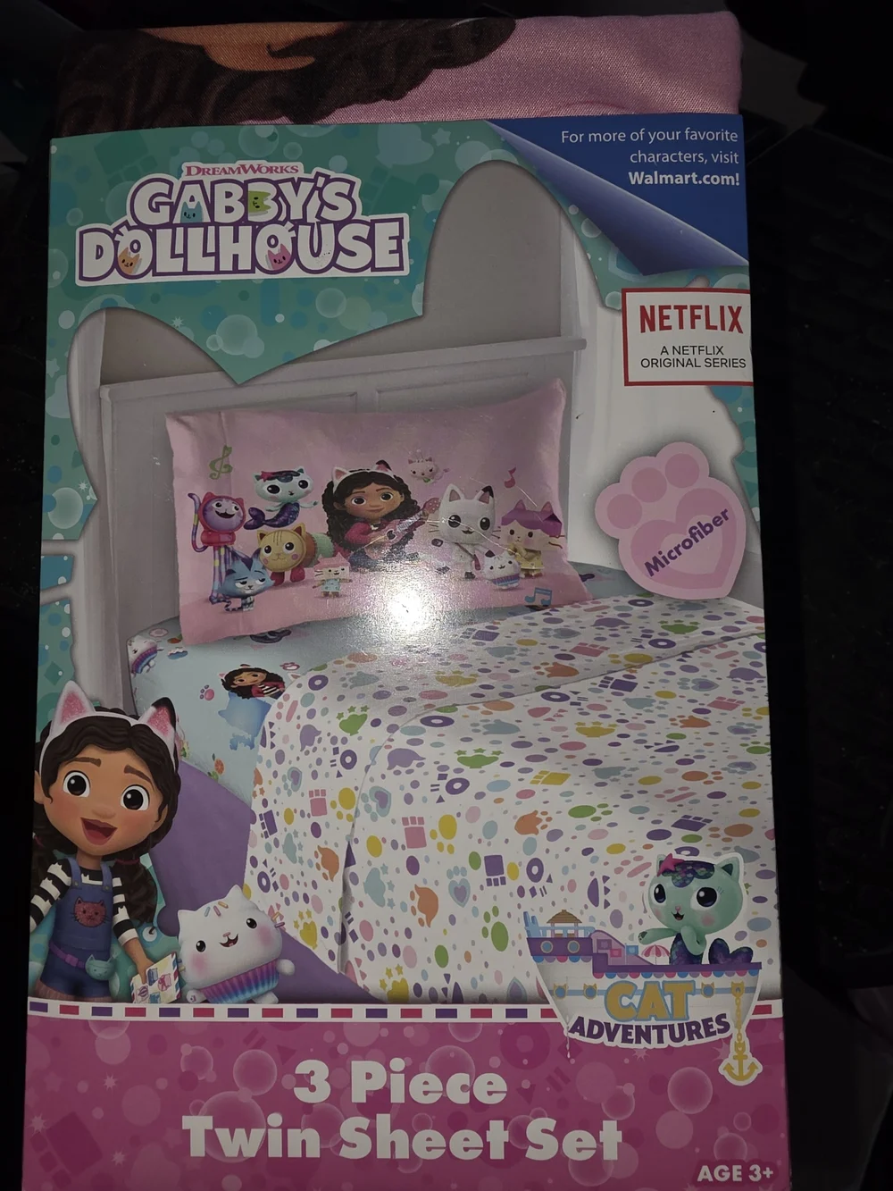 Gabby’s Dollhouse Pink Microfiber 3-Piece Twin Sheet Set - Gabby’s Dollhouse